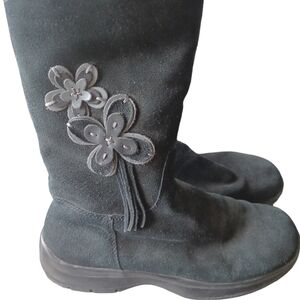 Wanderlust suede boots w. Floral design